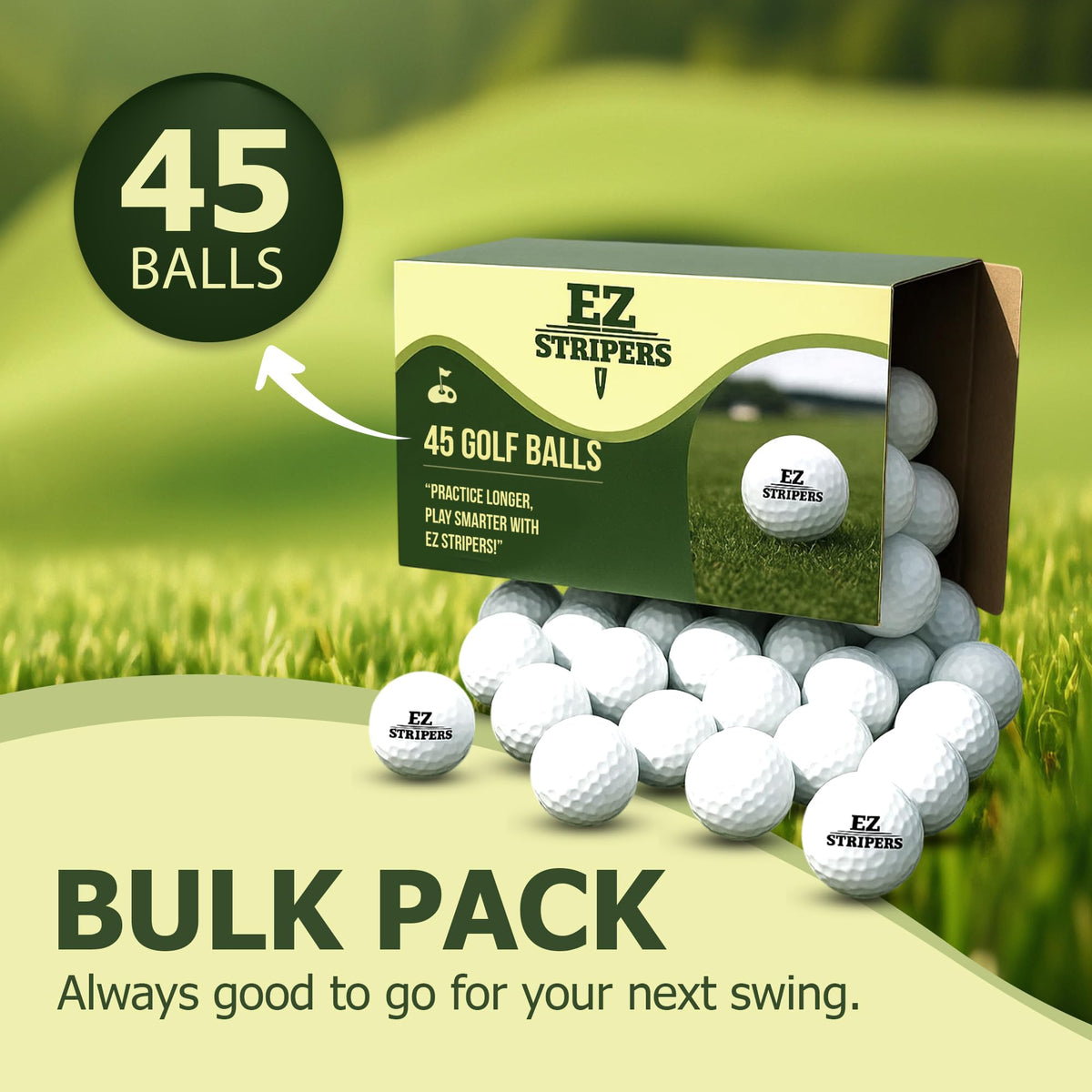EZ Stripers ball in mid-flight illustrating long, straight drives.