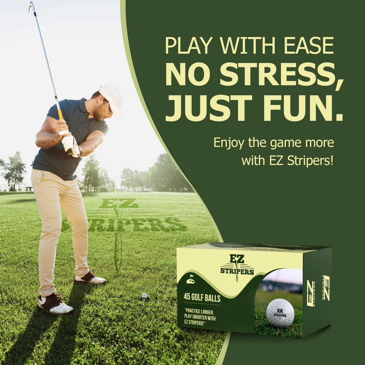 EZ Stripers logoed ball showing clean finish for reliable performance.