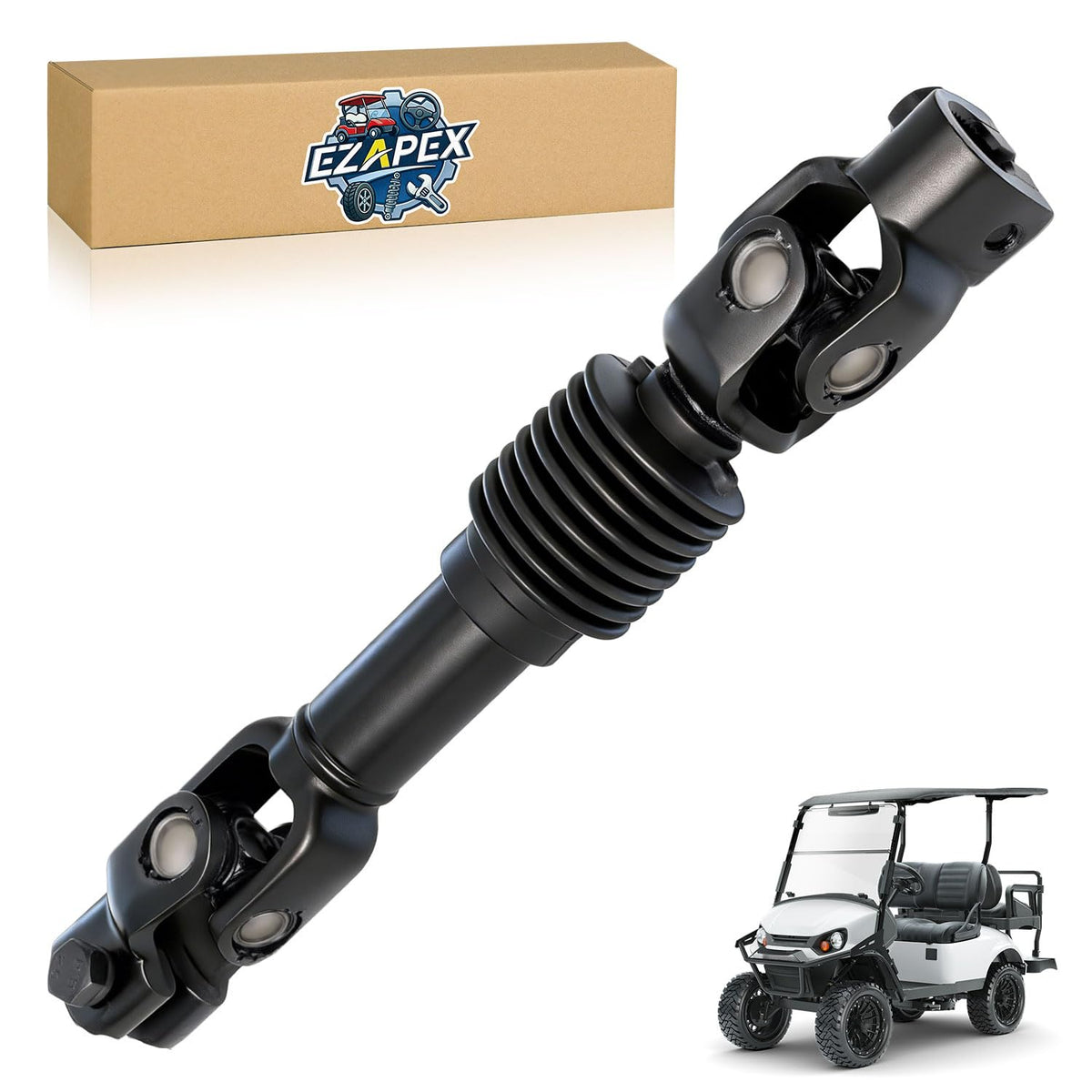 EZAPEX 70580-G01 steering shaft assembly close-up showing fit and steering integrity.