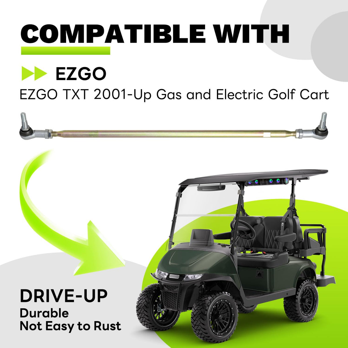 EZAPEX 70876-G02 tie rod assembly side view highlighting robust threading