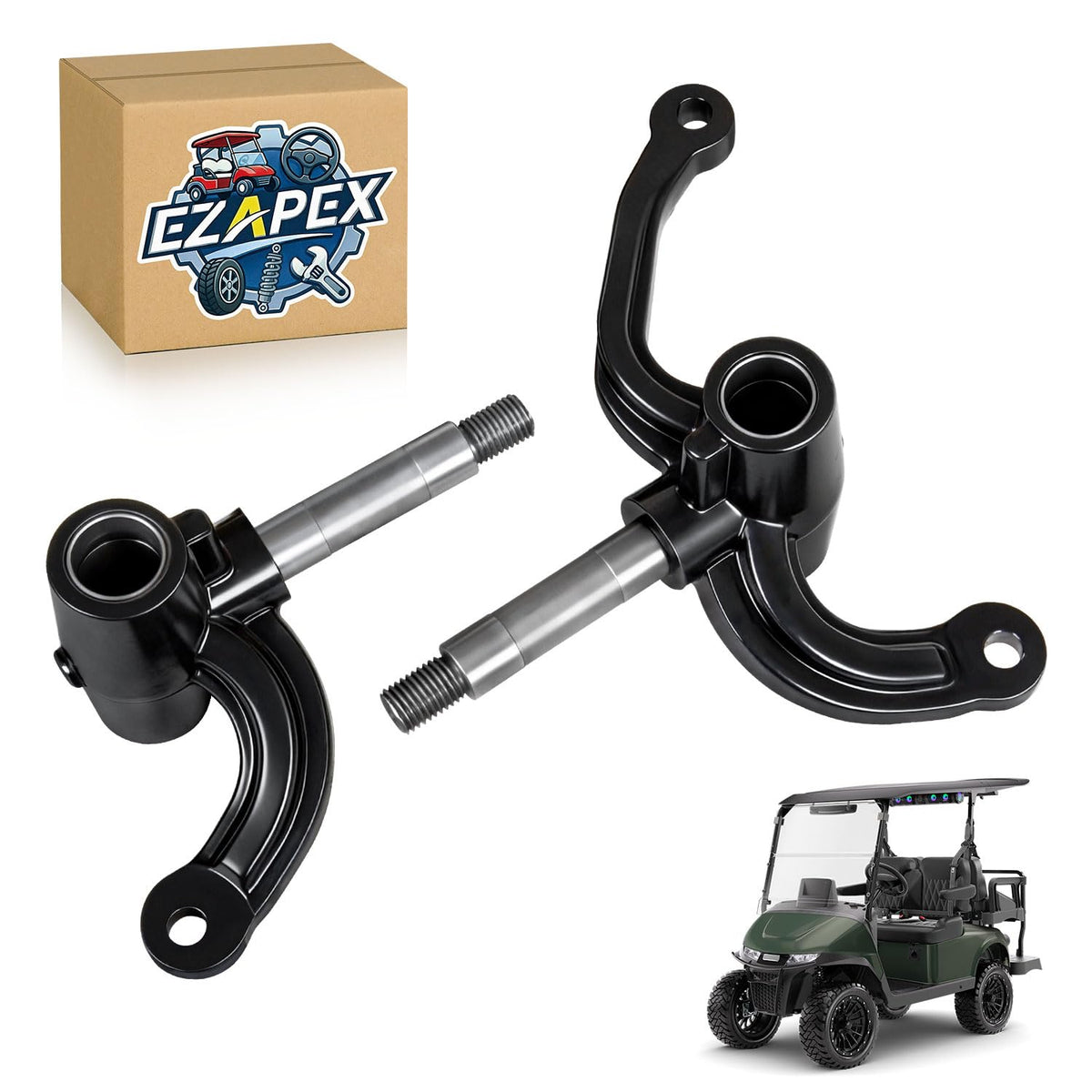 EZAPEX front left spindle assembly for EZGO RXV improves steering precision