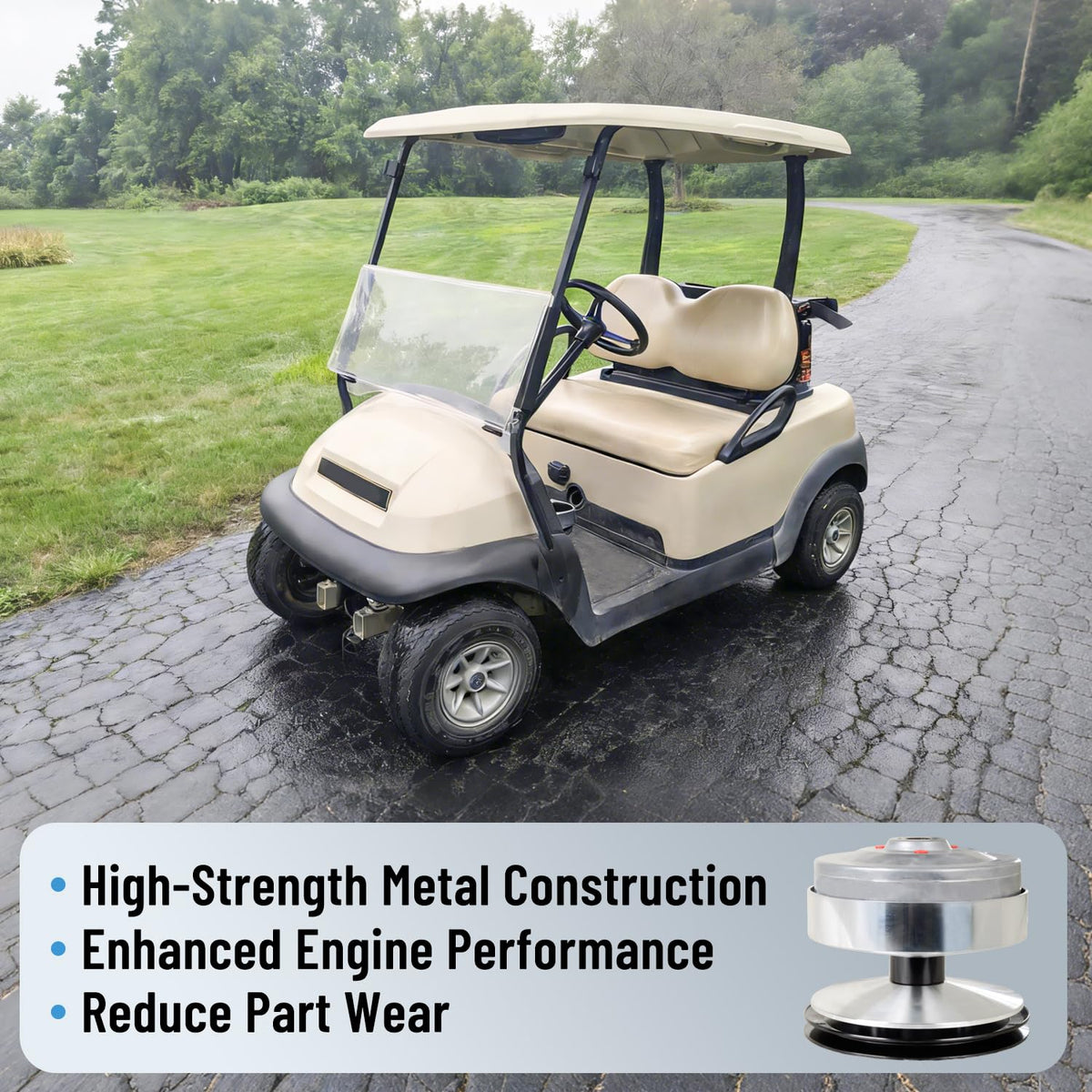 EZAPEX golf-cart-drive-clutch-aluminum-construction delivers wear resistance and heat dissipation