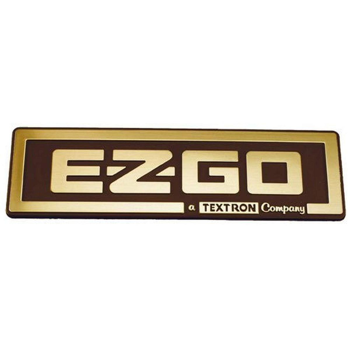 EZ-GO Gold Nameplate with 3-D logo enhances vehicle branding and curb appeal.