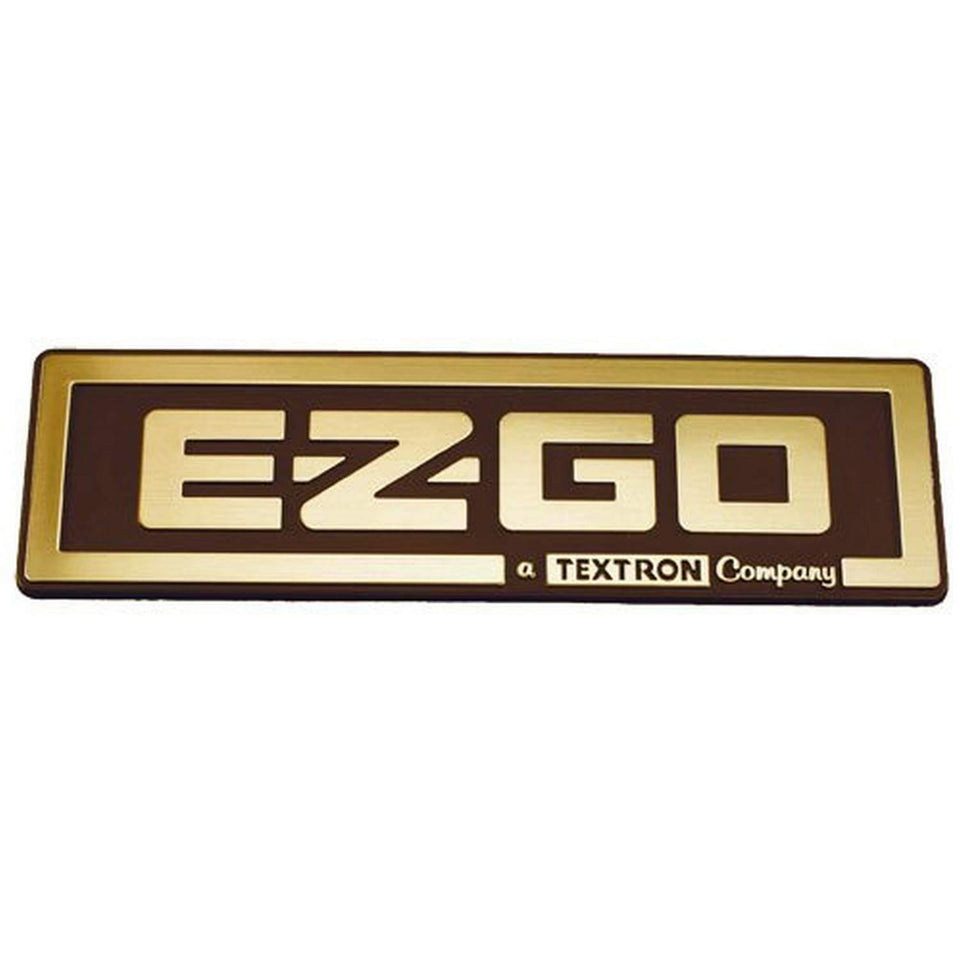 EZ-GO Gold Nameplate with 3-D logo enhances vehicle branding and curb appeal.