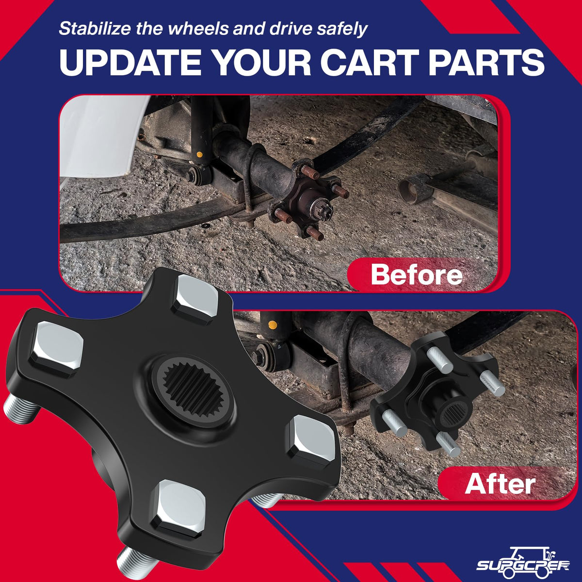 SUPGCPER EZGO RXV hub flange compatibility for easy maintenance.