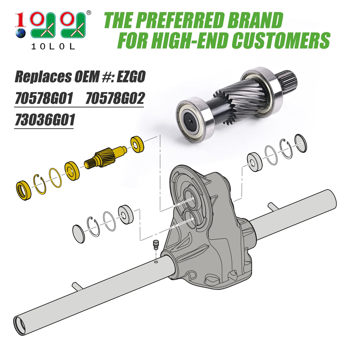 ezgo rxv input gear shaft kit installed in RXV chassis