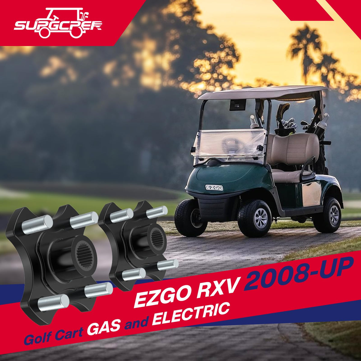 SUPGCPER EZGO RXV hub flange top view showing durable construction.