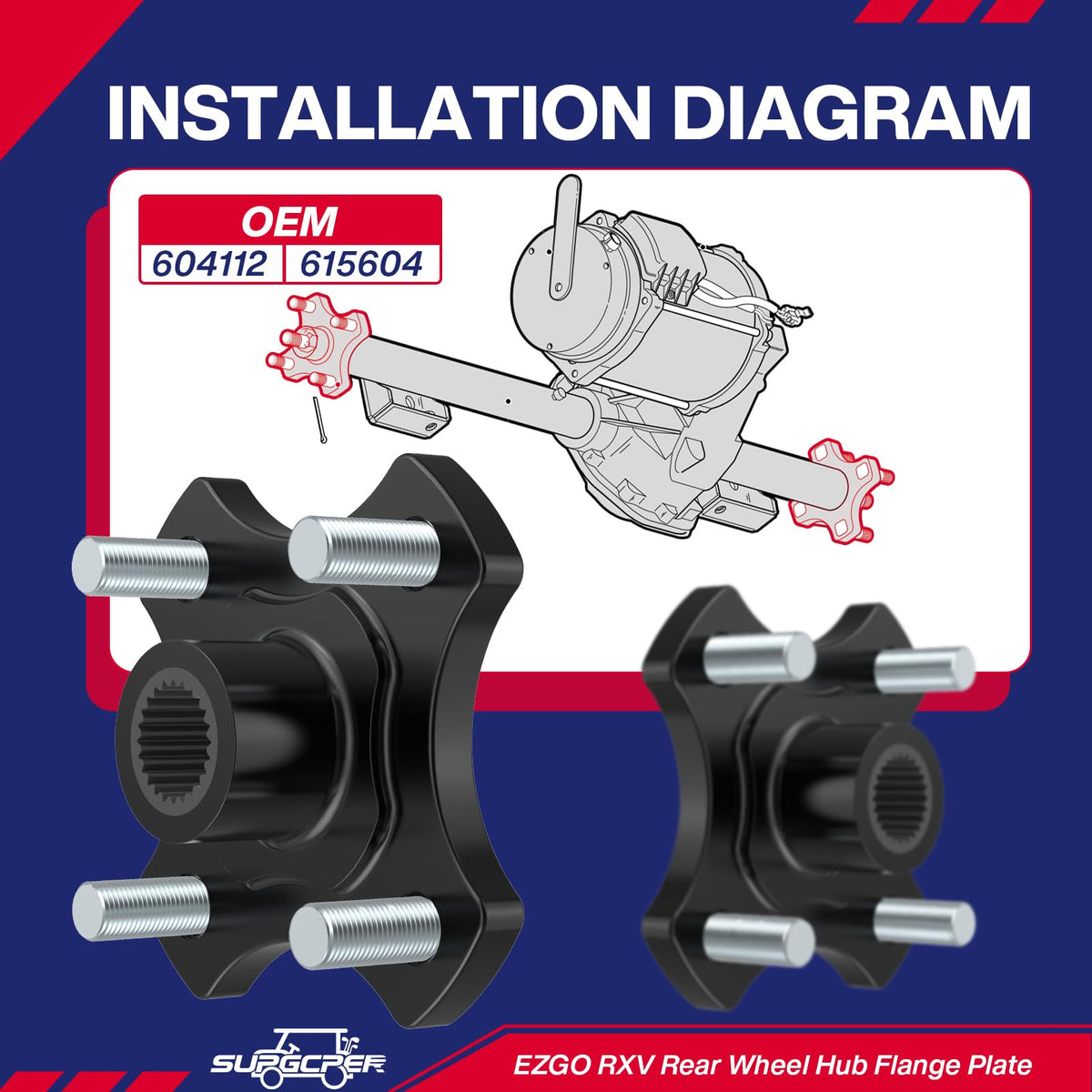 SUPGCPER EZGO RXV 604112 replacement part supports reliable driving feel.