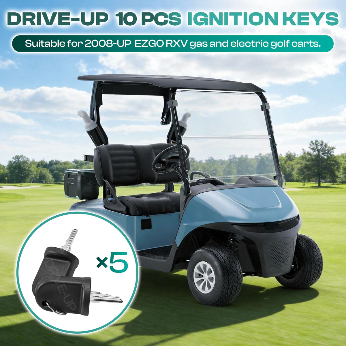 EZGO RXV 10-pack keys ready for gas or electric models.