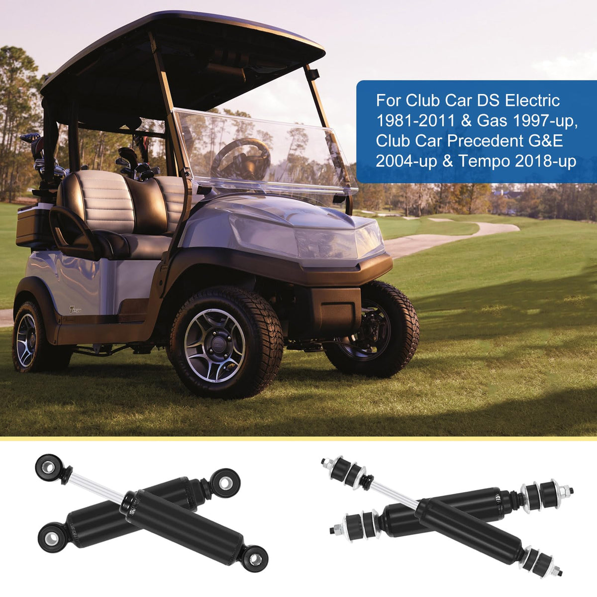 EZINSTL rear shock for Club Car DS enhances stability on bumpy courses.