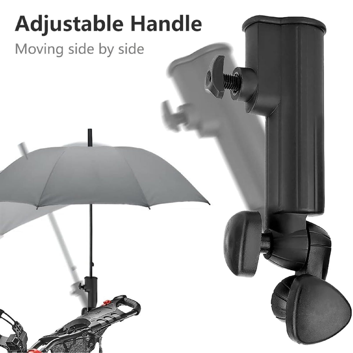 Fabater universal trolley umbrella holder attaches securely to multiple carts.