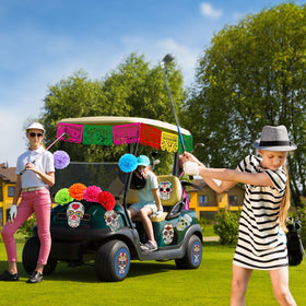 Faccito Day of the Dead body stickers add bold graphics to golf carts.
