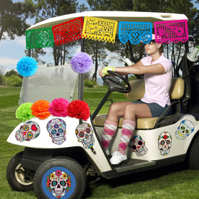 Faccito wheel stickers provide standout accents on a golf cart.
