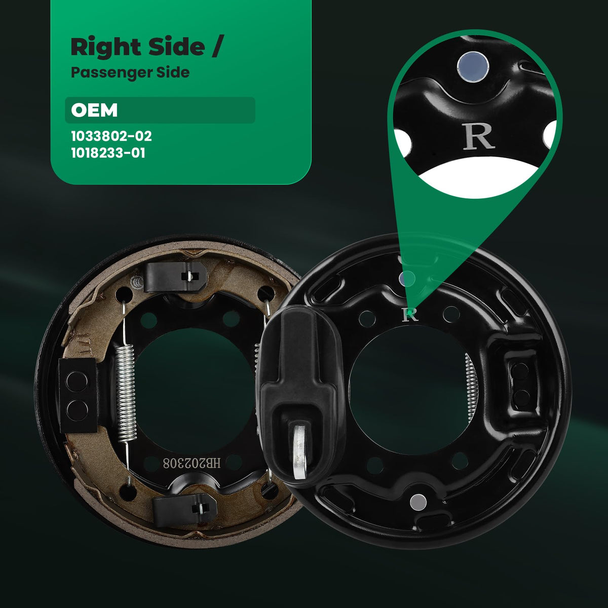 FAHKNS brake kit components image shows backing plate and shoes for easy DIY replacement