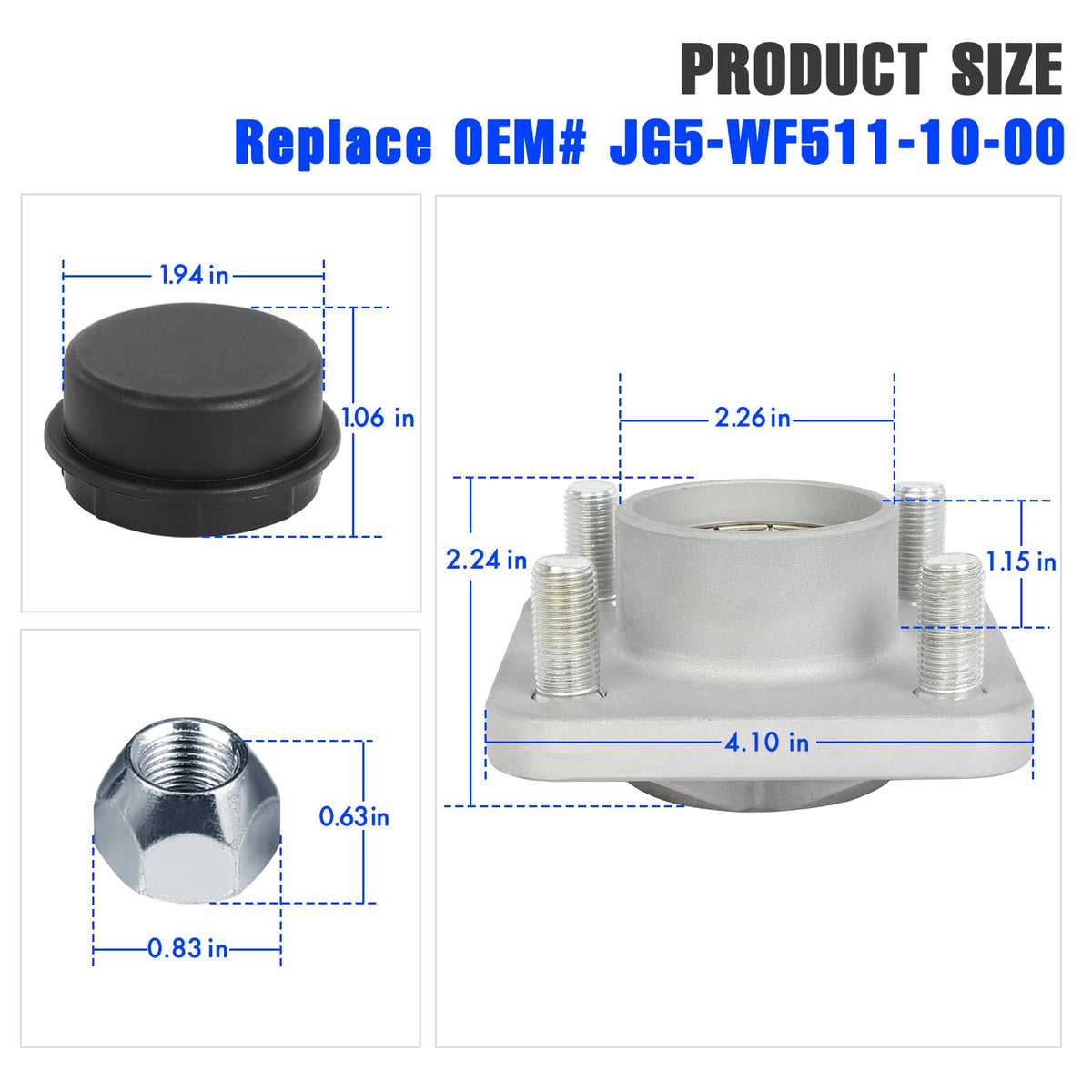 FAHKNS front wheel hub right for Yamaha G2 enhances balance.