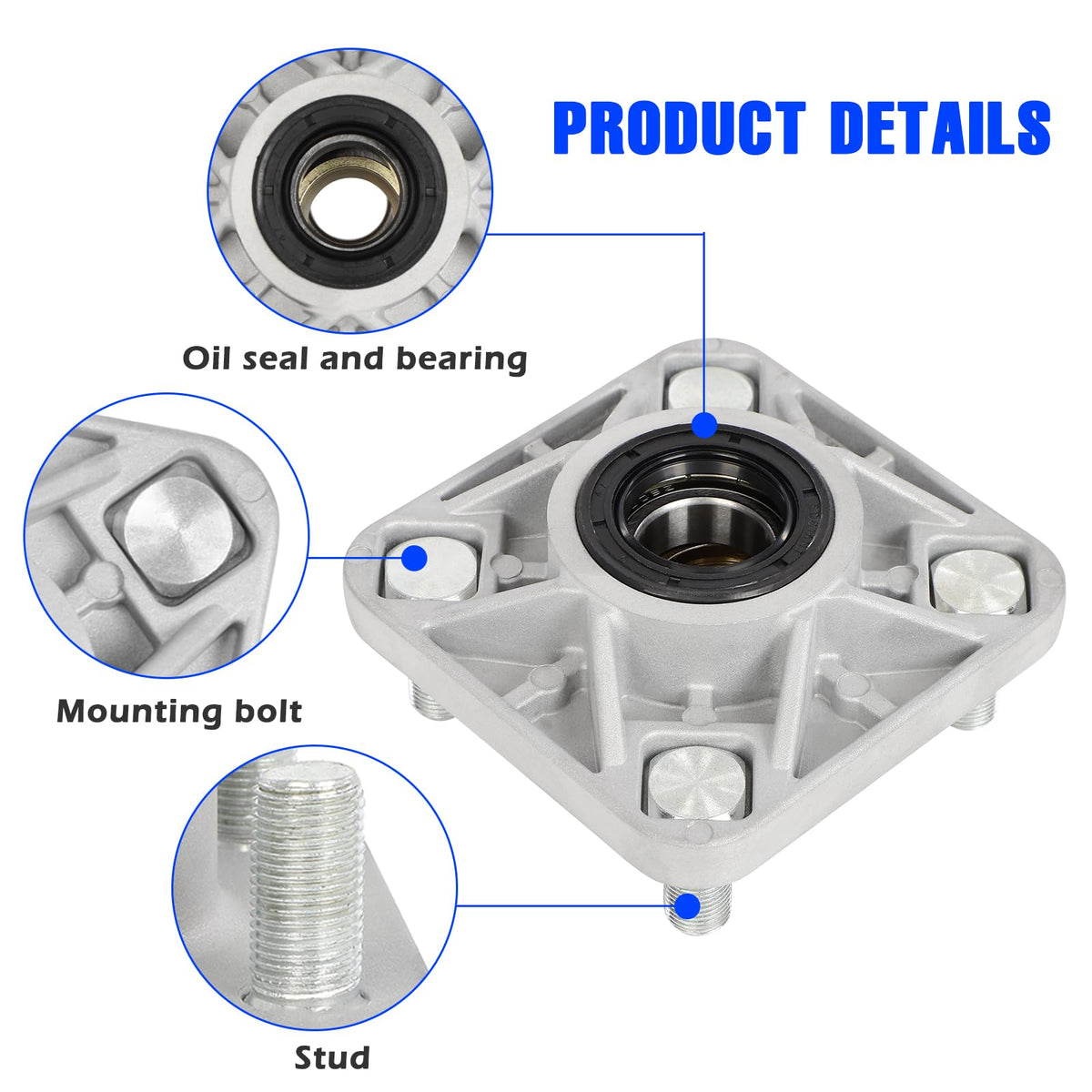 FAHKNS hub assembly detail image highlights oil seal and bearing components.