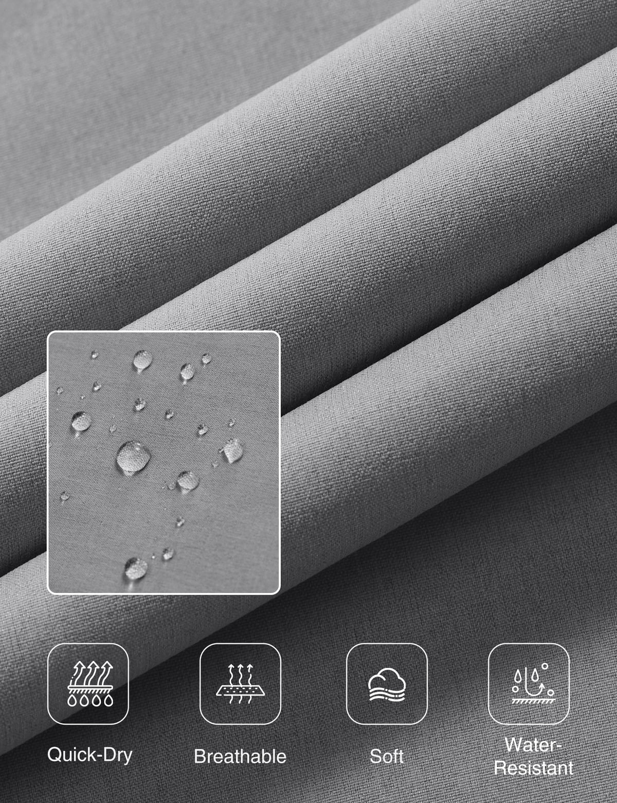 FAIABLE fabric closeup reveals moisture-wicking and quick-dry performance.