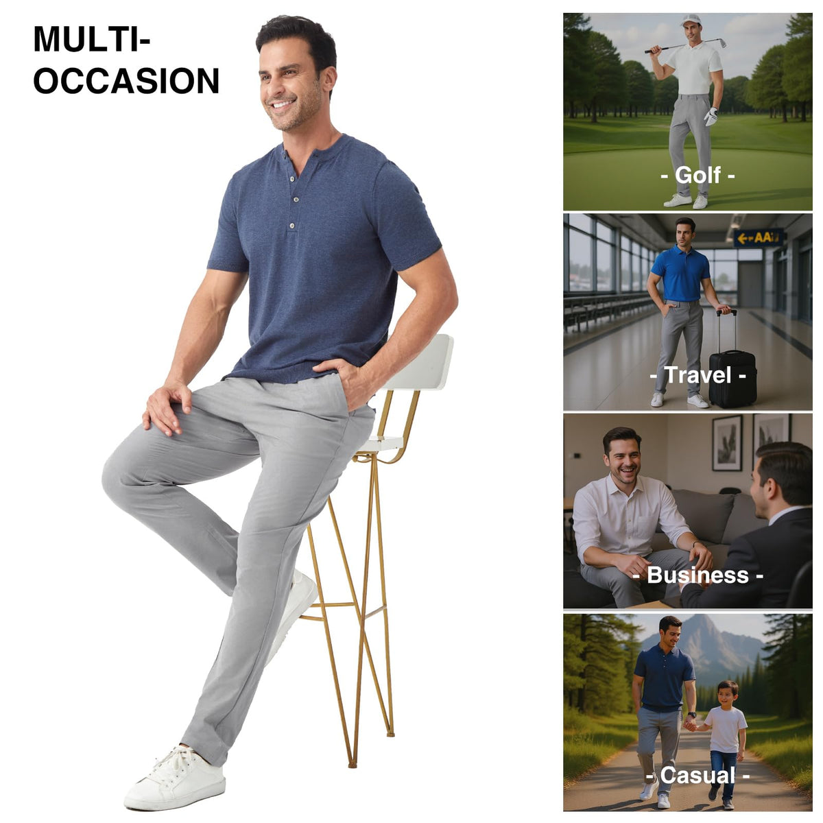 FAIABLE light grey golf pants versatile for work and golf looks