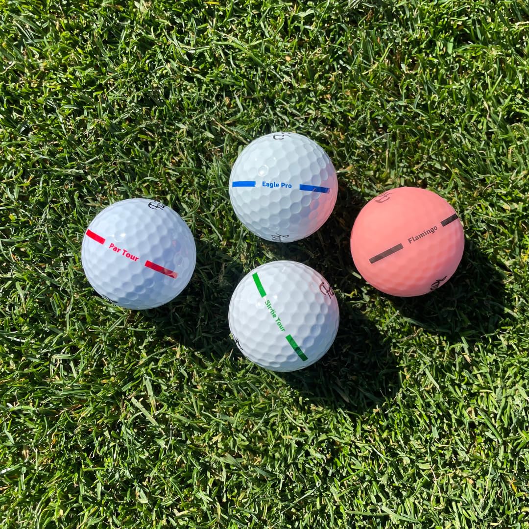 Fairway Golf Par Tour ball resting on green highlighting visibility for approach shots.