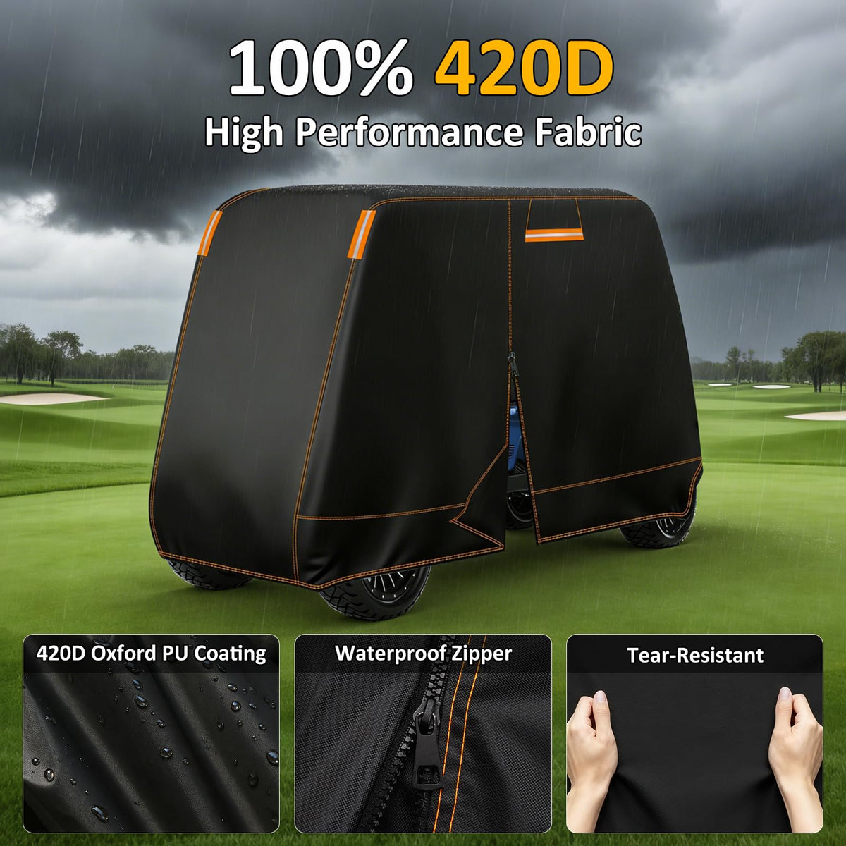 Falafa golf cart cover made of 420D oxford fabric resists rain and UV protection