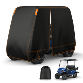 Falafa 4-passenger golf cart cover shields rain and dust.