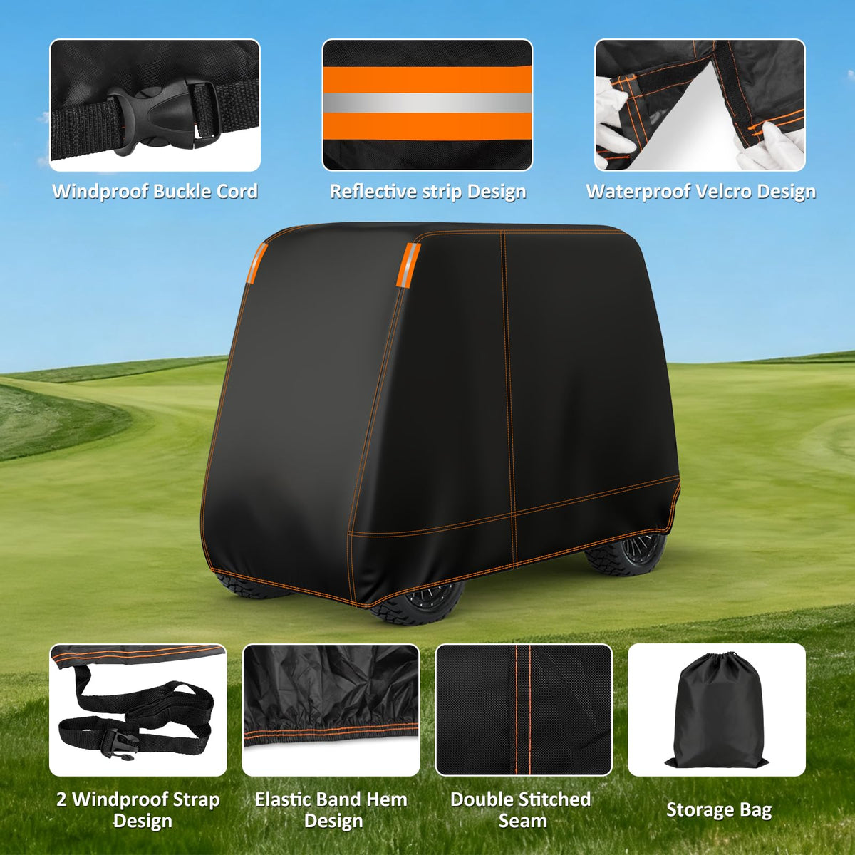 Falafa 420D fabric delivers durable, weatherproof protection for carts.