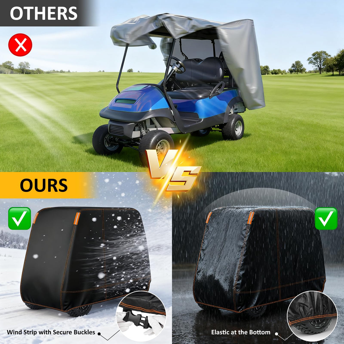 Reflective strips on Falafa cover improve nighttime visibility.