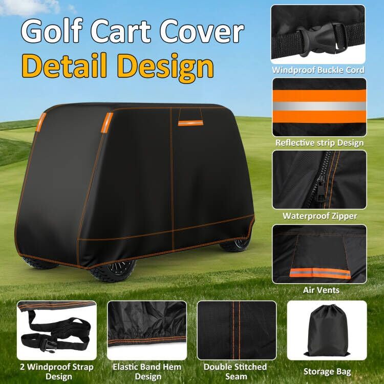 Falafa golf cart cover stored in its carrying bag for convenient storage