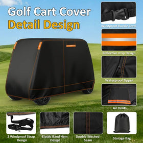 Falafa golf cart cover stored in its carrying bag for convenient storage