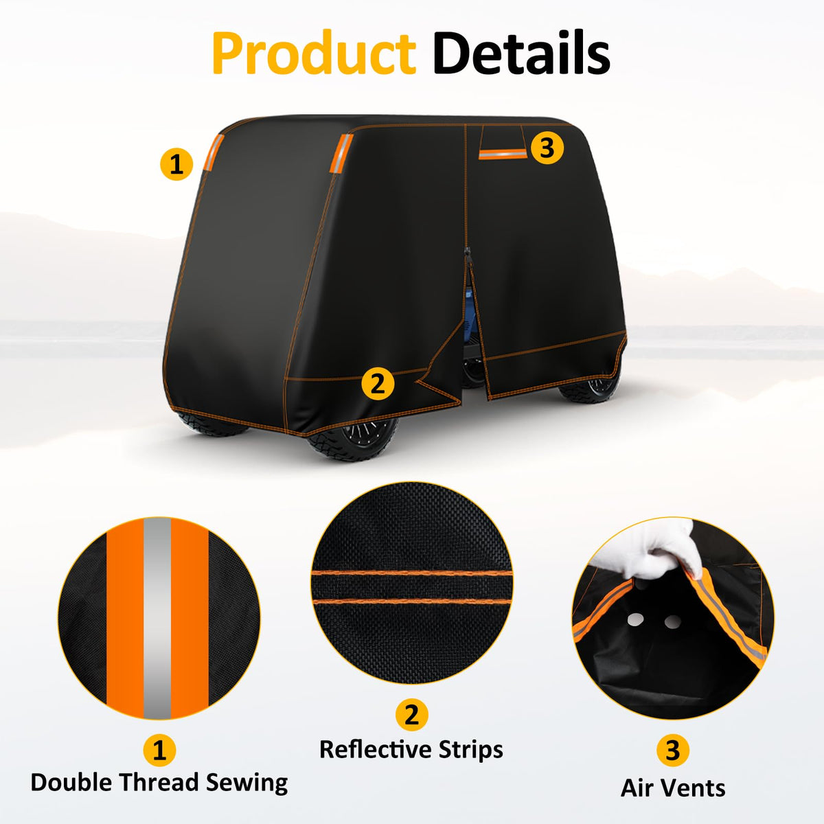 Falafa golf cart cover with wind straps securing a tight fit