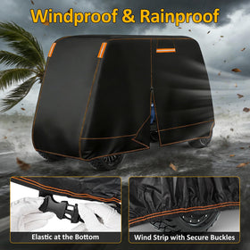 Falafa golf cart cover with back zipper for easy entry and removal