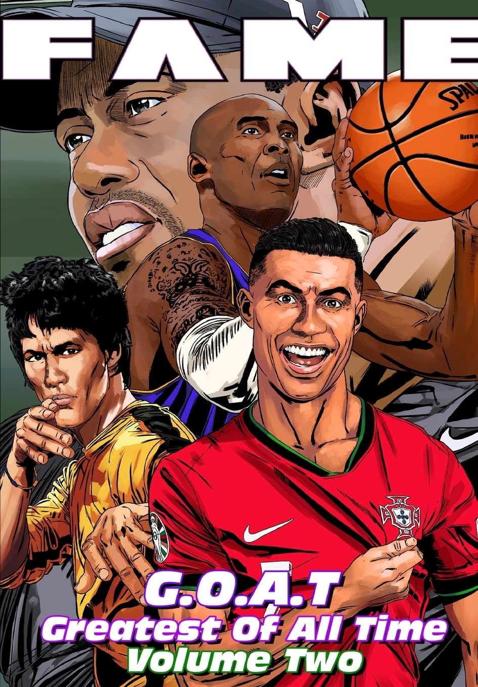 FAME: G.O.A.T cover art featuring four legends to spark inspiration.