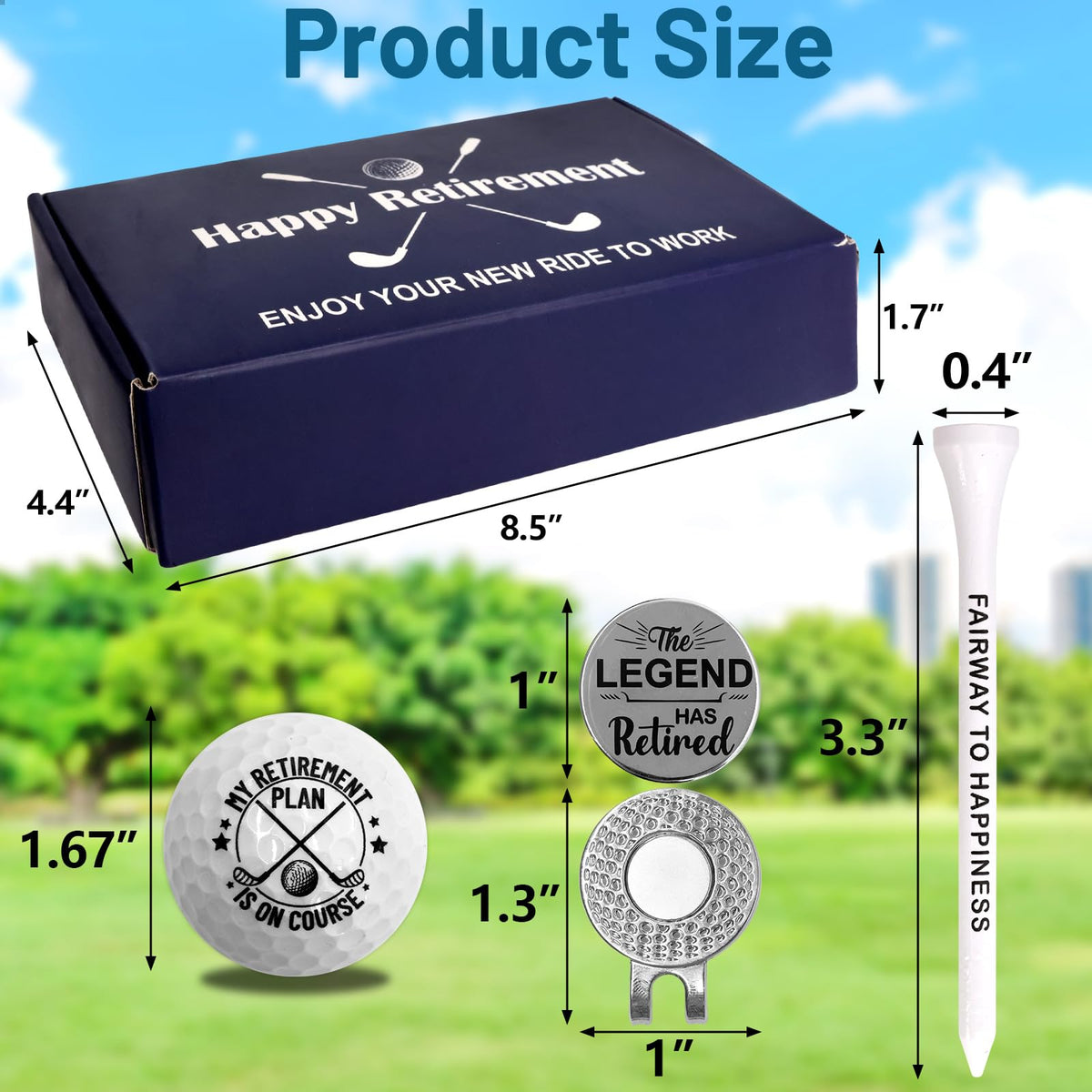 Fancy Land retirement golf balls with playful phrases for leisure rounds.