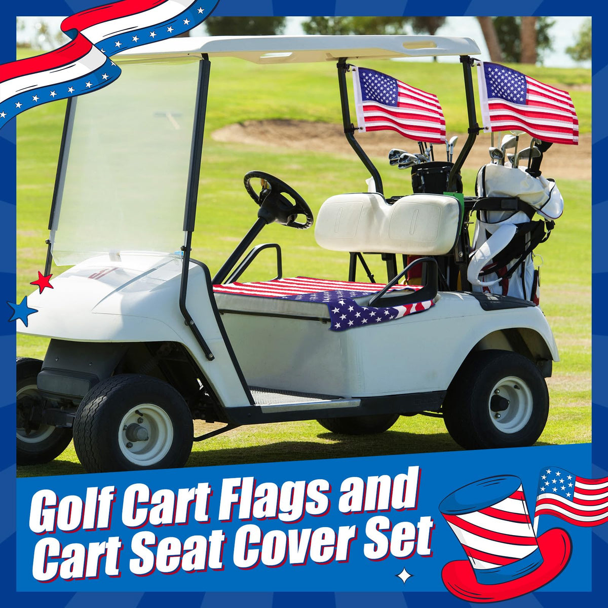 Fanfanwin embroidered American flag set adds patriotic flair to your cart.
