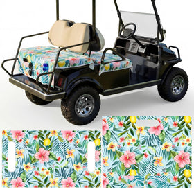 Fanfanwin Hawaiian front seat cover protects against sun and wear.