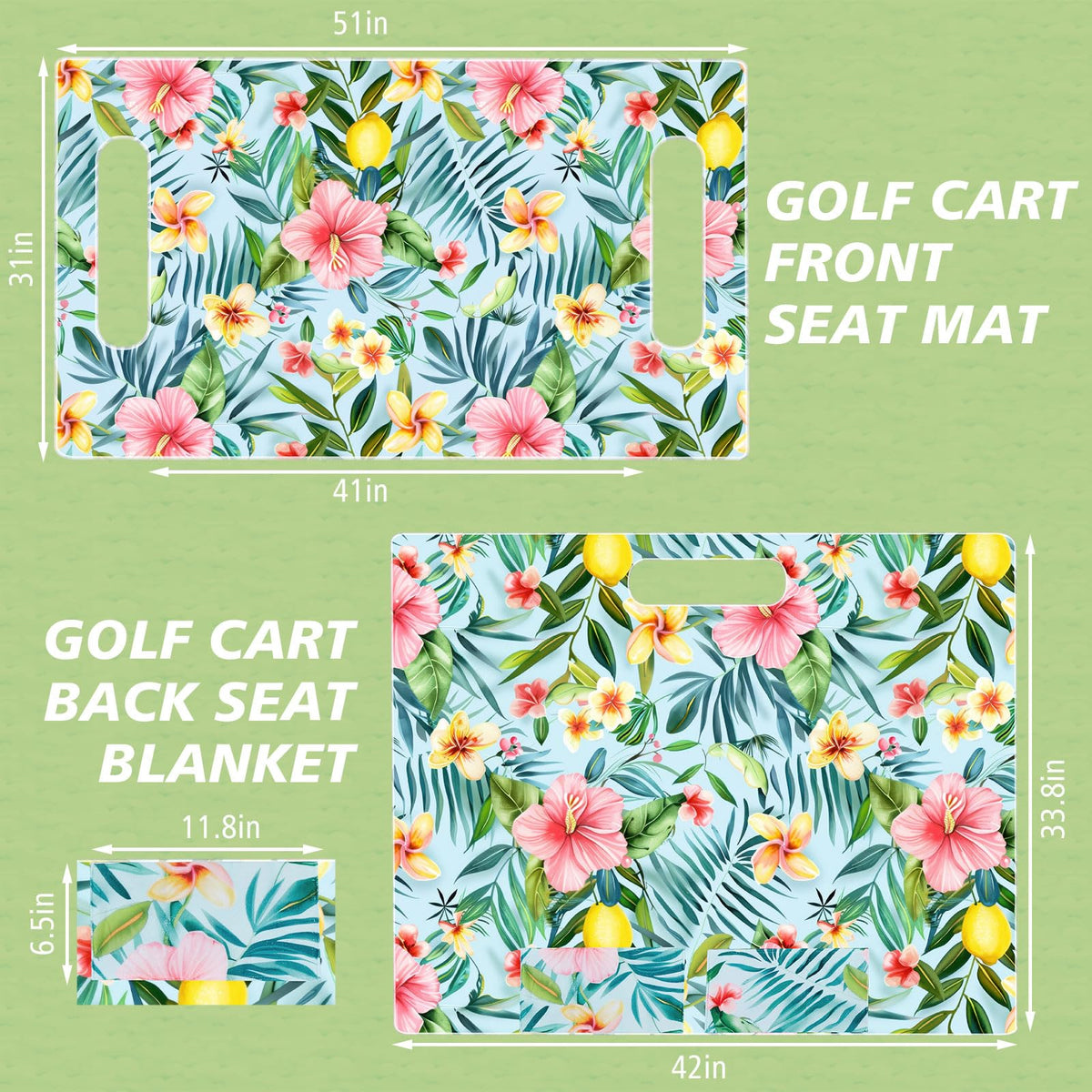 Fanfanwin Hawaiian rear seat cover brightens the golf cart interior.