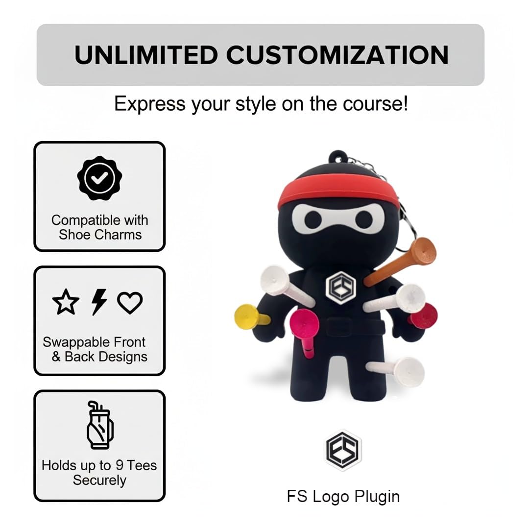 Durable silicone Ninja Tee Holder keeps tees organized on the course