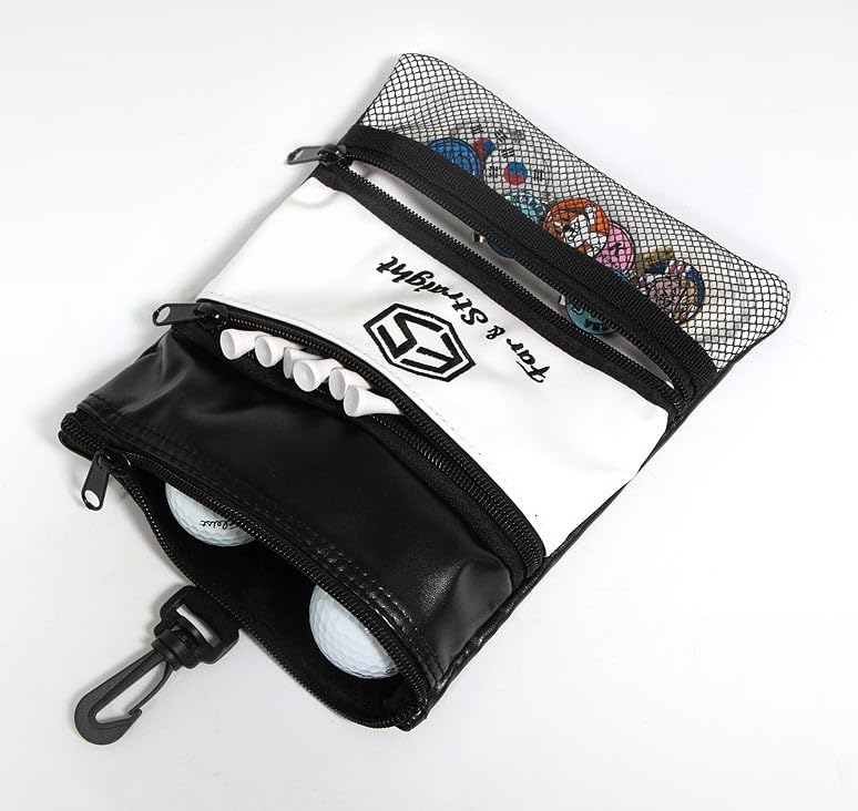 FAR&STRAIGHT clip-on pouch attached to golf bag for quick on-course access.