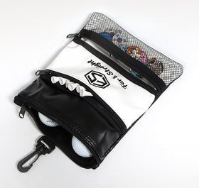 FAR&STRAIGHT clip-on pouch attached to golf bag for quick on-course access.