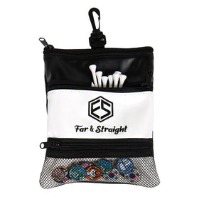 FAR&STRAIGHT pouch with three-compartment storage for tees, markers, and gloves.