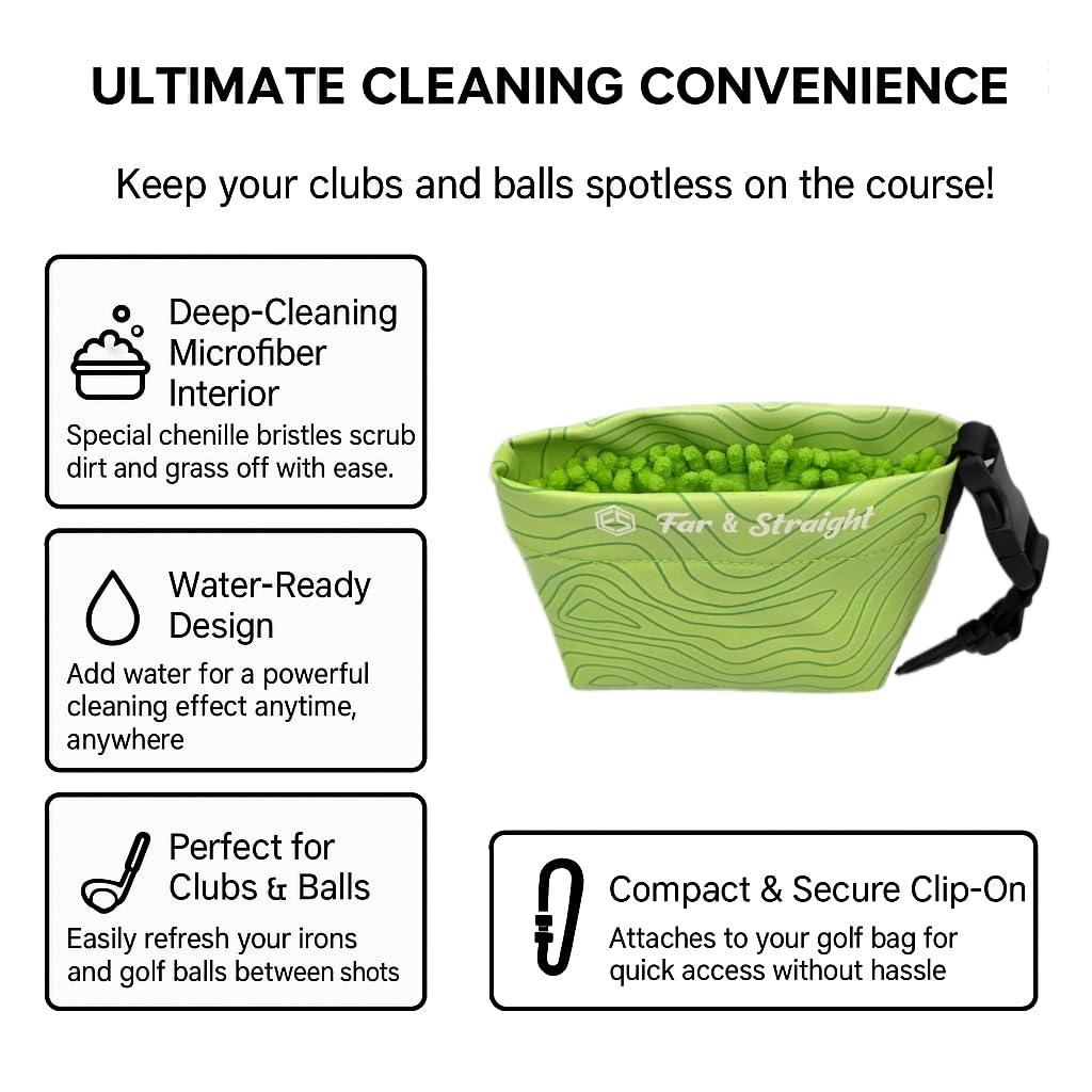 FAR&STRAIGHT pouch demonstrates dry-wet cleaning capability for on-course refresh.