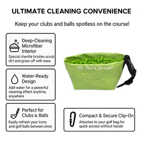 FAR&STRAIGHT pouch demonstrates dry-wet cleaning capability for on-course refresh.