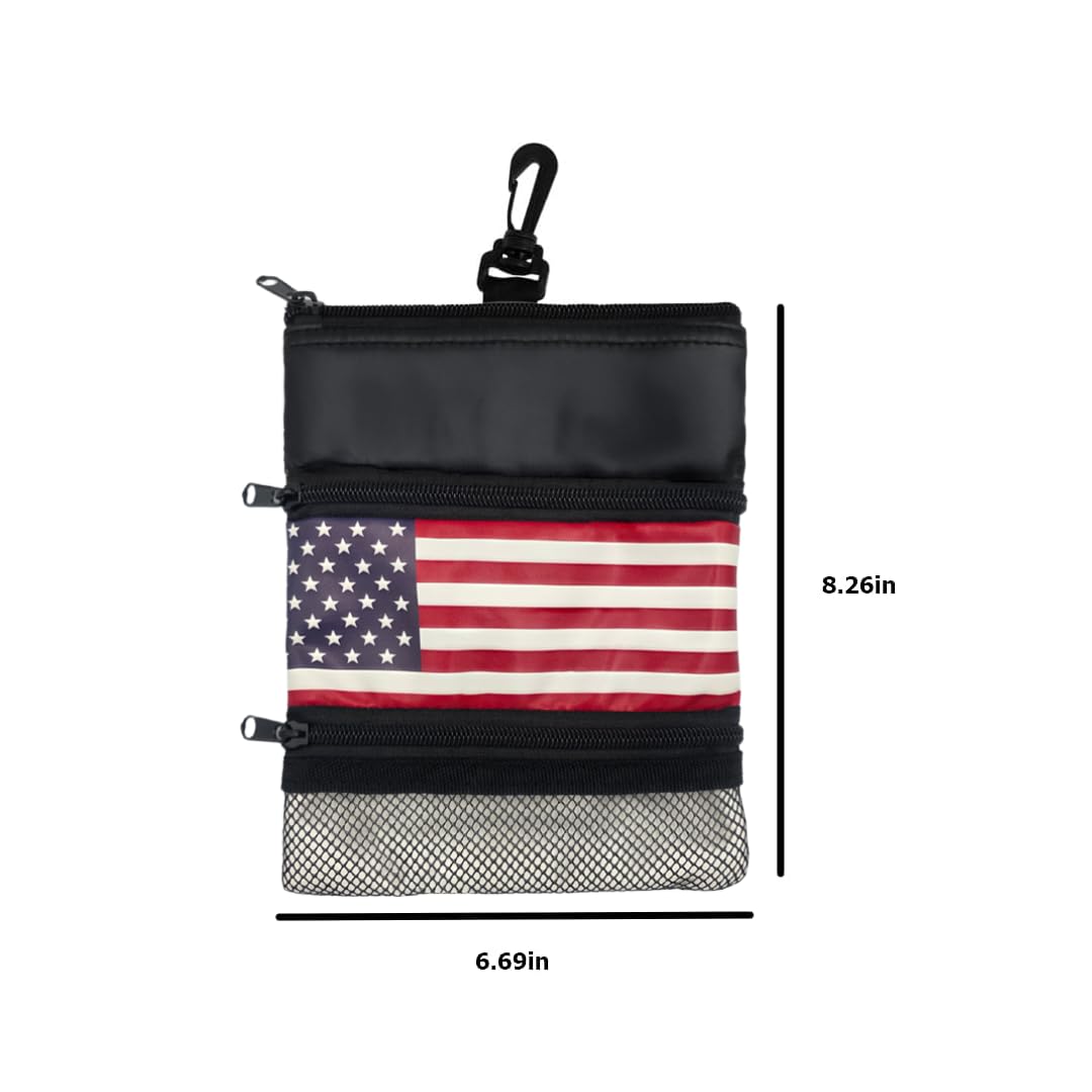 FarStraight us-flag design golf pouch with clip for quick access