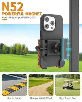 FASON golf cart mount demonstrates anti-drop design for safety during sharp turns.