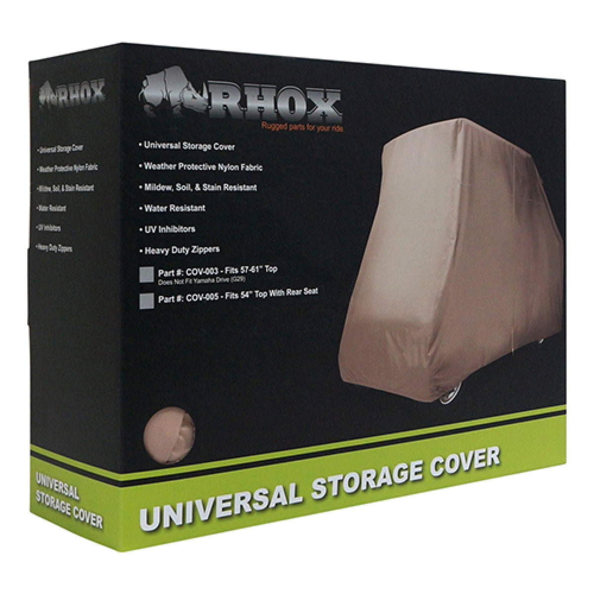 Fat Cat Golf cart storage cover on a two-person cart protecting from dirt and sun