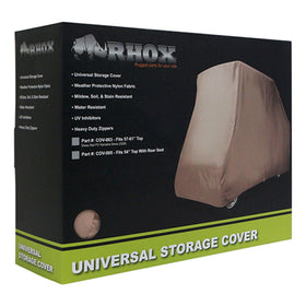 Fat Cat Golf cart storage cover on a two-person cart protecting from dirt and sun