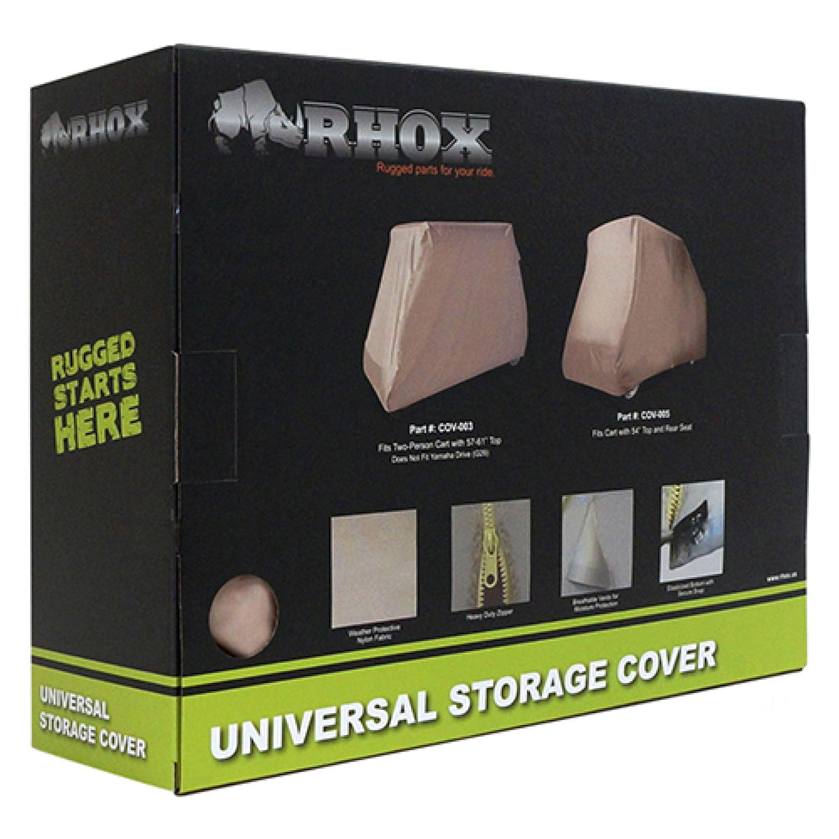 Fat Cat Golf cover showing heavy-duty zipper and vents for breathable protection