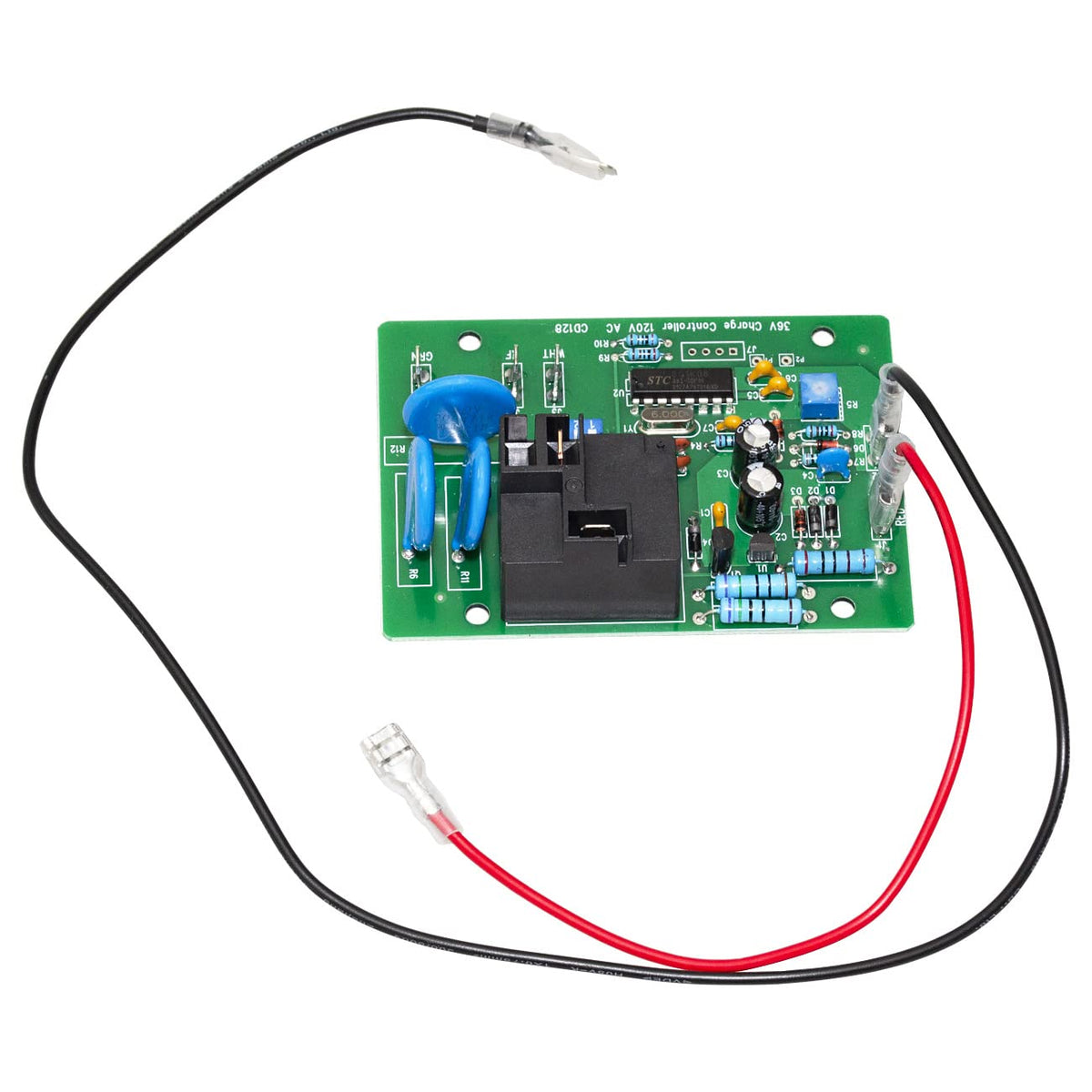 FBULWSEC 36V EZGO charger board rear view shows reliable power input connections.