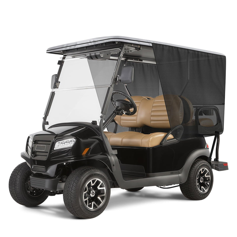 Federedevo 600D sunshade clip-attachment system for quick, tool-free setup on Club Car DS.