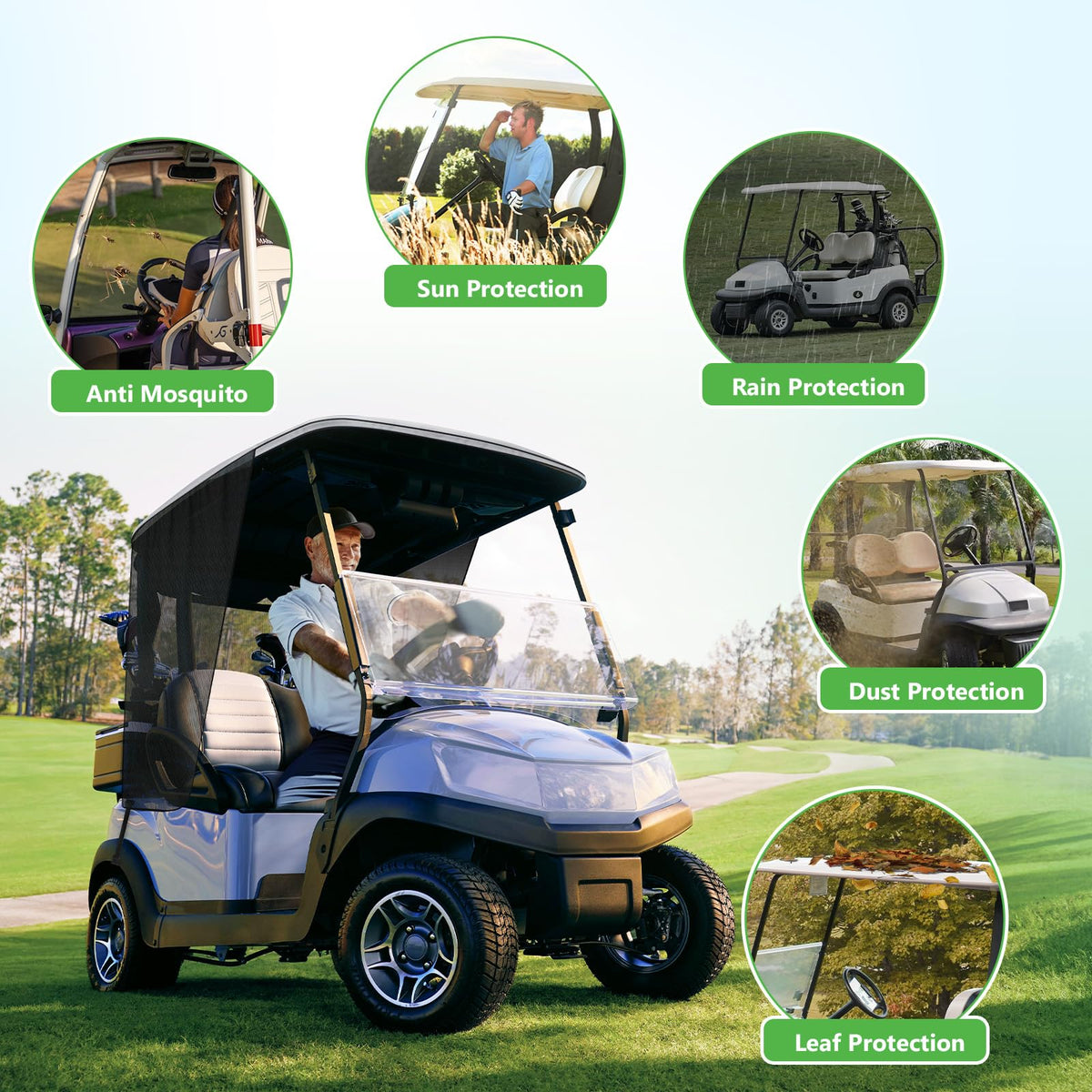 Reduces glare and wind while remaining breathable.